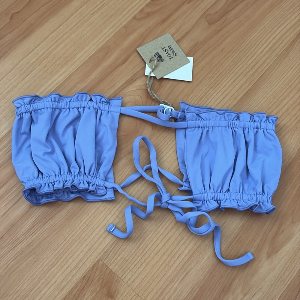 Toast swim ruffle multiway top in jacaranda